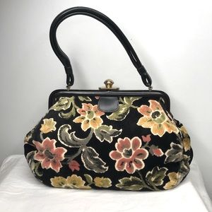 Vintage Black Floral Carpetbag